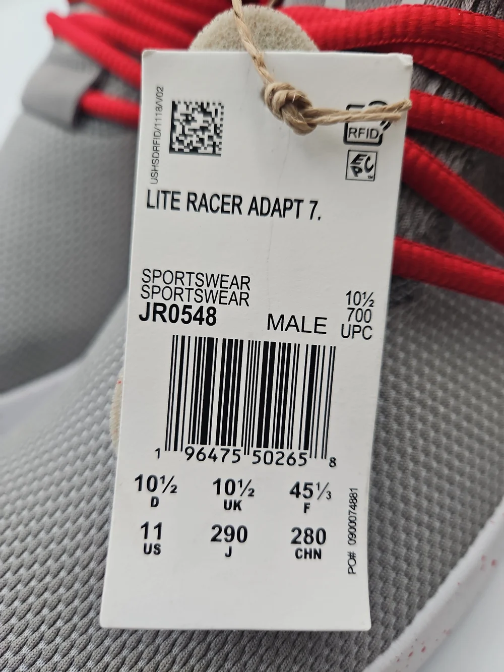 adidas Men's Grey Sneakers with Red Accents